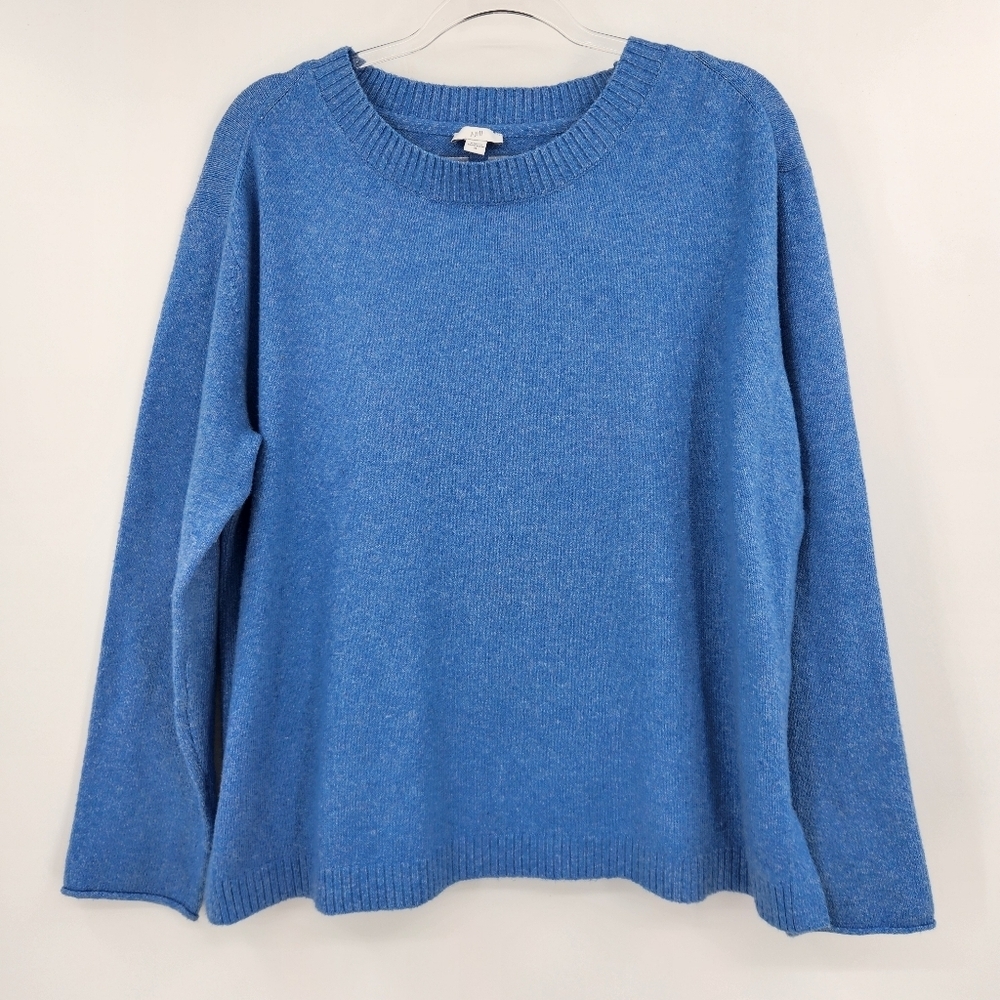 J. Jill Thin Knit Crewneck Sweater Womens Size Medium Blue Long Sleeve